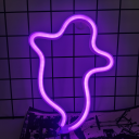 Decoração de parede LED neon 29 x 19 cm Motivo luminoso de fantasma Decoração de Halloween USB ou 3x AA pilhas Decoração de parede 5