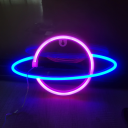 Decoração de parede LED neon 30 x 17 cm Planeta com anel USB ou 3x AA pilhas Motivação luminosa para a parede Quarto de criança Quarto 2