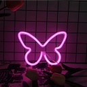 Decoração de parede LED neon em forma de borboleta 22,5 x 17 cm Decoração luminosa para a parede Alimentação USB ou 3x pilhas AA Quarto 2