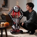 Decoração Inflável de Halloween Esqueleto em Pé Balão 118 x 65 cm Preto Branco e Vermelho com Manchas de Sangue para Festa de Halloween 6