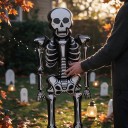 Decoração Inflável de Halloween Esqueleto em Pé Balão 250 x 80 cm Esqueleto Gigante de Corpo Inteiro Preto e Branco para Festa de Halloween 2