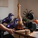 Decoración de Halloween Inflable con Globos de Pie 5 pcs 2 Cuervos Escoba y 2 Arañas Color Violeta Oscuro Negro y Marrón para Fiesta de Halloween 6