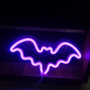 Decoración de pared de neón LED de 30 x 15 cm con murciélago luminoso, luz nocturna con batería o USB, decoración de habitación, decoración 4