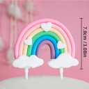 Decoración de pastel de arcoíris con nubes y corazones. Decoración colorida para pastel de cumpleaños para niños. 2
