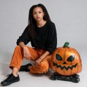 Decoración Inflable de Halloween Calabaza de Pie Globo 65 x 85 cm Cara Espeluznante Naranja Negra y Verde para la Fiesta de Halloween 4