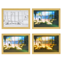 Decoración luminosa casa de playa 23 x 17 cm Lienzo pintado Iluminación moderna minimalista Ajuste de intensidad de luz Alimentación USB Luz nocturna 2