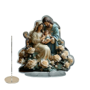 Decoración navideña de acrílico 2D para mesa 16 x 15 x 0,2 cm Nacimiento de Jesús impresión dibujada Virgen María y San José Adorno de regalo Rosas 3