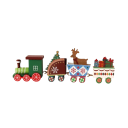 Decoración navideña de madera Locomotora con 3 vagones 24,5 x 6,5 cm Tren pintado a mano con regalos y figuritas en caja de regalo 5
