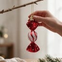 Decorações de Natal em forma de rebuçados 6 pcs Com laço para pendurar 8,5 x 3 cm Superfície brilhante Cor vermelho e branco Para a árvore de Natal 2