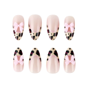 Decorated Acrylic Nails with Cow Spot Design 24 pcs Almond Shape with 3D Bows Various Sizes for Home and Salon Manicure 2