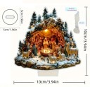 Decorație de masă 2D din acril pentru Crăciun 10 x 10 x 0,2 cm Betleem Nașterea lui Iisus Imprimare desenată Familia Sfântă Pădure de iarnă Ornament și cadou 2