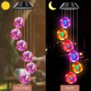 Decorație luminoasă suspendată solară cu LED-uri 6 bile 50,8 cm plastic iluminare multicoloră pentru grădină balcon și interior 4