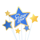 Decoratieve stervormige topper met de inscriptie Super Star Verjaardagsdecoratie voor taarten en feesten 1