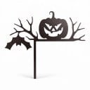 Décoration d'angle d'Halloween pour linteau Ensemble de 2 pcs Citrouille et fantôme avec chauve-souris Fer Noir Panneau décoratif en métal Décoration 2