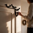 Décoration d'angle Halloween pour cadre de porte et miroir Chauves-souris 12 x 8 cm Noir Silhouette décorative Décoration intérieure pour Halloween 4