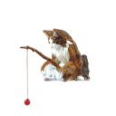 Décoration d'aquarium 4 cm Mini Chat des forêts norvégiennes avec poisson Figurine micro Ornement animal Décoration créative Scène de pêche 1