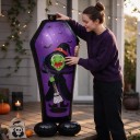 Décoration d'Halloween Ballons Gonflables 3 pcs Tombe Debout Corbeau et Balai 110 x 57 cm 50 x 95 cm et 39 x 93 cm Violet Noir et Marron 3