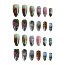 Décoration d'ongles créative forme amande 25,6–18,3 mm 12 tailles 24 faux ongles brillants motifs sucrés colle et ruban 2