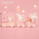 Décoration de gâteau 5,7 cm Train avec lapins Décoration de gâteau à trois wagons Train rose avec lapins Décoration de gâteau pour enfants Décoration 2