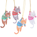 Décoration de Noël suspendue avec un chat 4,4 x 9 cm Pendentif mignon pour arbre de Noël, porte et cadeau Décoration de Noël et du Nouvel An 2