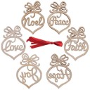 Décoration en bois de Noël 6 pcs 2