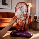 Décoration Gonflable d'Halloween Squelette Dans un Cercueil Ballon Debout 123 x 82 x 46 cm Avec Chaînes et Inscription RIP Orange Blanc et Violet 6