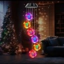 Décoration lumineuse suspendue solaire LED 6 boules 50,8 cm plastique éclairage multicolore pour jardin balcon et intérieur 2