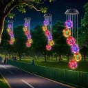 Décoration lumineuse suspendue solaire LED 6 boules 50,8 cm plastique éclairage multicolore pour jardin balcon et intérieur 3