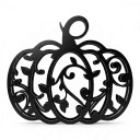 Décoration suspendue pour porte Halloween Citrouille avec ornements 30 x 28 cm Silhouette découpée Noire Plaque décorative Décoration automnale 5