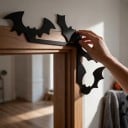 Decoratiune de colț pentru uși și oglinzi Halloween Liliaci 12 x 8 cm Negru Siluetă decorativă Decorațiune interioară pentru Halloween 6