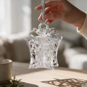 Decorațiune de Crăciun pentru brad Cadou cu fundă Perete perforat cu ornamente Transparent cu luciu perlat Cu panglică Decorațiune de Crăciun 2