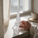 Decorațiune de Crăciun pentru brad Turnul Eiffel Structură de rețea Transparentă cu luciu perlat Cu panglică Decorațiune pariziană pentru Crăciun 3