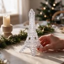 Decorațiune de Crăciun pentru brad Turnul Eiffel Structură de rețea Transparentă cu luciu perlat Cu panglică Decorațiune pariziană pentru Crăciun 5