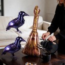 Decorațiune Halloween Balon Inflatable Stând 5 buc 2 Corbi Mătură și 2 Păianjeni Mov Închis Negru și Maro Pentru Petrecerea de Halloween 4