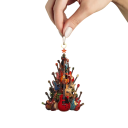 Decorațiune suspendată din vitraliu cu temă muzicală chitară 8 cm Ornament de fereastră de Crăciun cu sfoară pentru iubitorii de muzică și decorarea 2