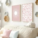 Decorative Canvas Poster 30 x 40 cm Pastel Pink Background with White Sun Symbol Polyester Canvas Unframed Wall Art for Girls' Room 2