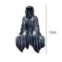 Decorative Figure of a Cloaked Figure 13 cm Plastic and Resin Black Garden Decoration for Wall or Flower Bed Edge 3