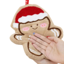 Decorative Hand Towel Gingerbread Man with Loop 18.5 × 30.5 cm Fleece Brown Red Towel for Kitchen and Bathroom 2