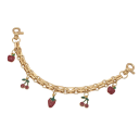 Decorative Handbag Chain with Red Fruit Charms 25 cm Metal Alloy Golden Decorative Strap Replacement Handle Handbag Accessory 1