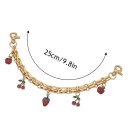 Decorative Handbag Chain with Red Fruit Charms 25 cm Metal Alloy Golden Decorative Strap Replacement Handle Handbag Accessory 2