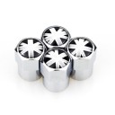 Decorative tyre valve caps featuring the British flag Aluminium body Hexagonal shape Shiny metal finish Set of 4 pieces 1