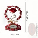 Decorazione 2D di lusso per mamma 20 x 17 cm Base 12 cm Elegante regalo piatto per la Festa della Mamma con motivo di rose rosse decorazione d'amore 2