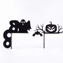 Decorazione angolare di Halloween per stipite Set 2 pezzi Zucca e fantasma con pipistrello Ferro Nero Insegna decorativa in metallo Decorazione 1
