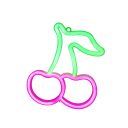 Decorazione da parete LED neon 22,5 x 19,5 cm Ciliegia in stile neon Decorazione luminosa da parete alimentata tramite USB o 3x batterie AA 1