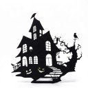 Decorazione di Halloween per porte Casa Infestata con zucche e albero Silhouette metallica Ferro Nera Insegna decorativa Decorazione per ingresso 1