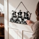 Decorazione di Halloween per porte Tre streghe con libri 30 x 15 cm Silhouette nera Insegna decorativa Decorazione di ingresso e interni per Halloween 2