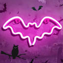 Decorazione LED neon per parete 30 x 15 cm Pipistrello luminoso a batteria o USB Luce notturna Decorazione per la stanza Decorazione di Halloween 3