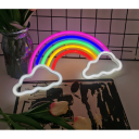 Decorazione LED neon per parete a forma di arcobaleno con fulmini 37 x 18 cm Decorazione murale luminosa USB o batterie 3x AA Luce colorata 2
