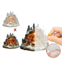 Decorazione natalizia da tavolo in acrilico 2D 10 x 10 x 0,2 cm Presepe Nascita di Gesù Stampa disegnata Sacra Famiglia Bosco invernale Decorazione e regalo 2