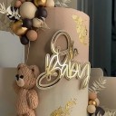 Decorazione per torta con scritta per neonato 9,5 x 8,2 cm Decorazione per torta senza stecchi Decorazione per festa 3